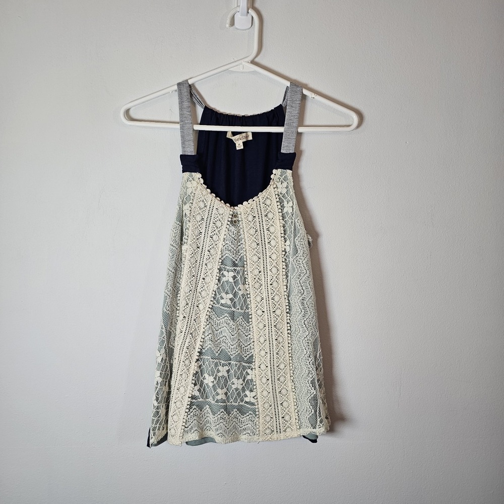 Rewind Womens Medium Tank Top Blouse Lace Crochet Babydoll Style Y2K Layered